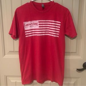 red and white American heritage auto next level apparel shirt boys size small
